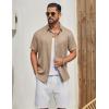 image:imageCOOFANDY Mens Button Down Shirt Short Sleeve Casual Shirts Linen Textured Summer Beach ShirtsKhaki