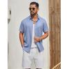 image:imageCOOFANDY Mens Button Down Shirt Short Sleeve Casual Shirts Linen Textured Summer Beach ShirtsLight Blue