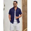 image:imageCOOFANDY Mens Button Down Shirt Short Sleeve Casual Shirts Linen Textured Summer Beach ShirtsNavy Blue