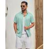 image:imageCOOFANDY Mens Button Down Shirt Short Sleeve Casual Shirts Linen Textured Summer Beach ShirtsSage Green