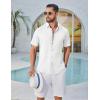 image:imageCOOFANDY Mens Button Down Shirt Short Sleeve Casual Shirts Linen Textured Summer Beach ShirtsWhite