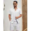 image:imageCOOFANDY Mens Button Down Shirt Short Sleeve Casual Shirts Linen Textured Summer Beach ShirtsWhite