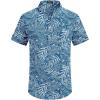 image:imageCOOFANDY Mens Casual Henley Shirt Band Collar Short Sleeve Shirt Summer Beach Hippie TShirtBlue Palm Leaf