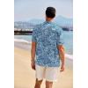 image:imageCOOFANDY Mens Casual Henley Shirt Band Collar Short Sleeve Shirt Summer Beach Hippie TShirtBlue Palm Leaf