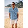 image:imageCOOFANDY Mens Casual Henley Shirt Band Collar Short Sleeve Shirt Summer Beach Hippie TShirtBlue Palm Leaf