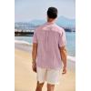 image:imageCOOFANDY Mens Casual Henley Shirt Band Collar Short Sleeve Shirt Summer Beach Hippie TShirtLight Pink