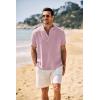image:imageCOOFANDY Mens Casual Henley Shirt Band Collar Short Sleeve Shirt Summer Beach Hippie TShirtLight Pink