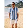 image:imageCOOFANDY Mens Casual Henley Shirt Band Collar Short Sleeve Shirt Summer Beach Hippie TShirtStripewhite  Blue