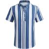 image:imageCOOFANDY Mens Casual Henley Shirt Band Collar Short Sleeve Shirt Summer Beach Hippie TShirtStripewhite  Blue