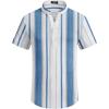 image:imageCOOFANDY Mens Casual Henley Shirt Band Collar Short Sleeve Shirt Summer Beach Hippie TShirtStripewhite  Lake Blue