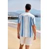 image:imageCOOFANDY Mens Casual Henley Shirt Band Collar Short Sleeve Shirt Summer Beach Hippie TShirtStripewhite  Lake Blue