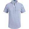 image:imageCOOFANDY Mens Casual Henley Shirt Band Collar Short Sleeve Shirt Summer Beach Hippie TShirtStripewhite  Light Blue