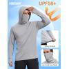 image:imageCOOFANDY Mens UPF 50 Sun Protection Hoodie with Mask Lightweight Long Sleeve SPF Fishing Shirts UV Hiking Running Rash GuardLight Gray