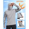 image:imageCOOFANDY Mens UPF 50 Sun Protection Hoodie with Mask Lightweight Long Sleeve SPF Fishing Shirts UV Hiking Running Rash GuardLight Gray Camouflage