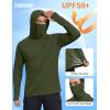 image:imageCOOFANDY Mens UPF 50 Sun Protection Hoodie with Mask Lightweight Long Sleeve SPF Fishing Shirts UV Hiking Running Rash GuardMilitary Green