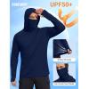 image:imageCOOFANDY Mens UPF 50 Sun Protection Hoodie with Mask Lightweight Long Sleeve SPF Fishing Shirts UV Hiking Running Rash GuardNavy Blue