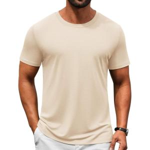 image:imageCOOFANDY Mens TShirts Short Sleeve Crew Neck T Shirts Casual Classic Basic Tee ShirtsBeige