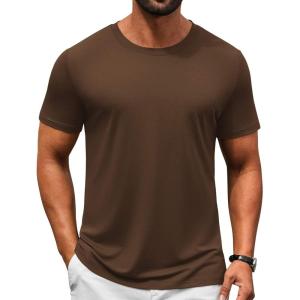 image:imageCOOFANDY Mens TShirts Short Sleeve Crew Neck T Shirts Casual Classic Basic Tee ShirtsBrown