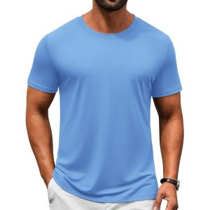 image:imageCOOFANDY Mens TShirts Short Sleeve Crew Neck T Shirts Casual Classic Basic Tee ShirtsLight Blue