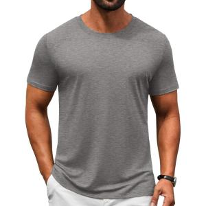 image:imageCOOFANDY Mens TShirts Short Sleeve Crew Neck T Shirts Casual Classic Basic Tee ShirtsLight Grey