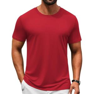 image:imageCOOFANDY Mens TShirts Short Sleeve Crew Neck T Shirts Casual Classic Basic Tee ShirtsRed