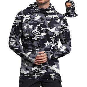 image:imageCOOFANDY Mens UPF 50 Sun Protection Hoodie with Mask Lightweight Long Sleeve SPF Fishing Shirts UV Hiking Running Rash GuardBlack Camouflage