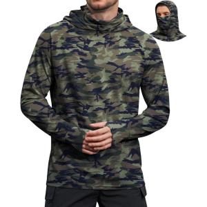 image:imageCOOFANDY Mens UPF 50 Sun Protection Hoodie with Mask Lightweight Long Sleeve SPF Fishing Shirts UV Hiking Running Rash GuardBrown Camouflage