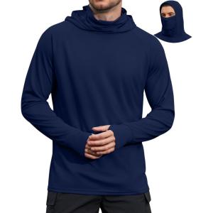 image:imageCOOFANDY Mens UPF 50 Sun Protection Hoodie with Mask Lightweight Long Sleeve SPF Fishing Shirts UV Hiking Running Rash GuardNavy Blue