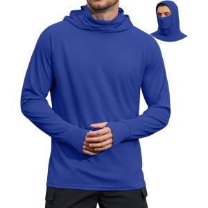 image:imageCOOFANDY Mens UPF 50 Sun Protection Hoodie with Mask Lightweight Long Sleeve SPF Fishing Shirts UV Hiking Running Rash GuardRoyal Blue