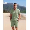 image:imageCOOFANDY Mens 2 Piece Textured Outfits Beach Button Down Short Sleeve Shirt and Short Sets