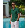 image:imageCOOFANDY Mens Casual Button Down Shirts Short Sleeve WrinkleFree Summer Beach WearDark Green