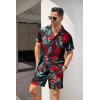 image:imageCOOFANDY Mens Hawaiian Shirt and Short Set Flower 2pieces Beach Outfit with Bucket Hats