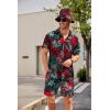 image:imageCOOFANDY Mens Hawaiian Shirt and Short Set Flower 2pieces Beach Outfit with Bucket Hats