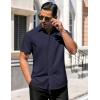 image:imageCOOFANDY Mens Short Sleeve Shirt Casual Button Up Shirts for Men Navy Blue Large