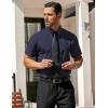 image:imageCOOFANDY Mens Short Sleeve Shirt Casual Button Up Shirts for Men Navy Blue Large