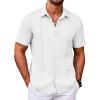 image:imageCOOFANDY Mens Cuban Guayabera Shirt Short Sleeve Button Down Shirts Casual Summer Beach Shirts