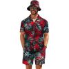 image:imageCOOFANDY Mens Hawaiian Shirt and Short Set Flower 2pieces Beach Outfit with Bucket Hats