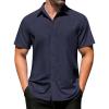 image:imageCOOFANDY Mens Short Sleeve Shirt Casual Button Up Shirts for Men Navy Blue Large