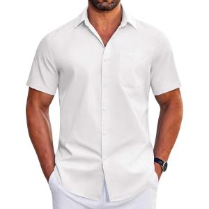 image:imageCOOFANDY Mens Short Sleeve Dress Shirts Wrinkle Free Business Casual Button Down Shirt with Pocket