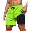 image:imageCOOFANDY Mens 7 Swim Trunks with Compression Liner Stretch Swimming Shorts with Zipper PocketsFluorescent Green