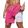 image:imageCOOFANDY Mens 7 Swim Trunks with Compression Liner Stretch Swimming Shorts with Zipper PocketsHot Pink