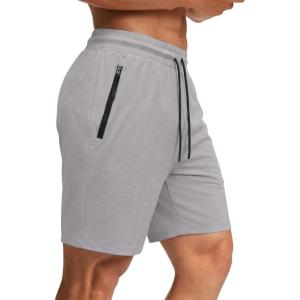 image:imageCOOFANDY Mens Gym Workout Shorts Quick Dry Athletic LooseFit Lightweight Running Shorts with Zipper PocketsQuiet Gray