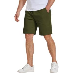image:imageCOOFANDY Mens Casual Shorts 9 Elastic Waist Chino Shorts Lightweight Summer Dress Shorts with PocketsArmy Green