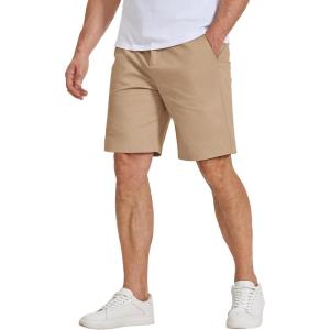 image:imageCOOFANDY Mens Casual Shorts 9 Elastic Waist Chino Shorts Lightweight Summer Dress Shorts with PocketsDark Khaki