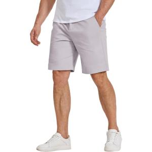 image:imageCOOFANDY Mens Casual Shorts 9 Elastic Waist Chino Shorts Lightweight Summer Dress Shorts with PocketsLight Grey