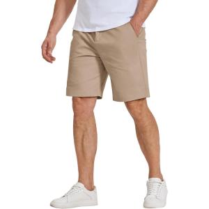image:imageCOOFANDY Mens Casual Shorts 9 Elastic Waist Chino Shorts Lightweight Summer Dress Shorts with PocketsLight Khaki
