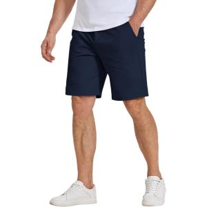 image:imageCOOFANDY Mens Casual Shorts 9 Elastic Waist Chino Shorts Lightweight Summer Dress Shorts with PocketsNavy Blue
