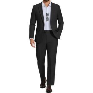 image:imageCOOFANDY Mens Suits Regular Fit 2 Piece Suit Set One Button Solid Blazer and Pants for Wedding Prom Casual BusinessBlack
