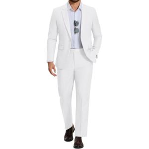 image:imageCOOFANDY Mens Suits Regular Fit 2 Piece Suit Set One Button Solid Blazer and Pants for Wedding Prom Casual BusinessWhite