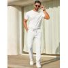 image:imageCOOFANDY Mens Casual Pants Elastic Waist Chino Pants Lightweight Drawstring Pants with PocketsWhite